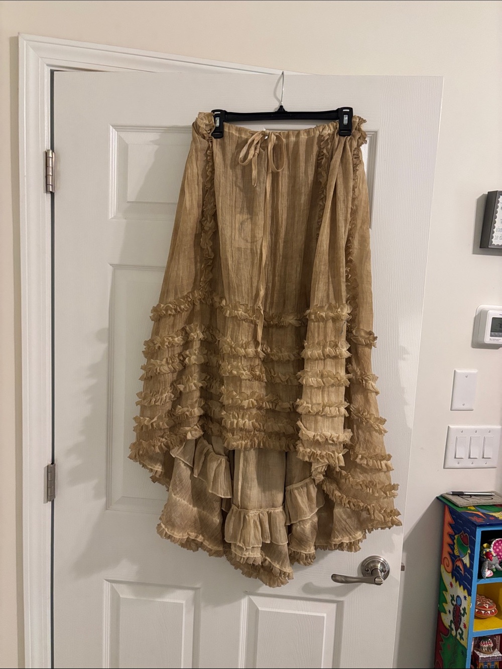 Tiered Ruffle High-Low Skirt in Tan